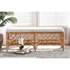bali & pari Orchard Modern Bohemian White Fabric Upholstered and Natural Brown Rattan Bench WHI-Orchard-Rattan-Bench