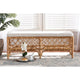 bali & pari Orchard Modern Bohemian White Fabric Upholstered and Natural Brown Rattan Bench WHI-Orchard-Rattan-Bench
