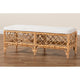 bali & pari Orchard Modern Bohemian White Fabric Upholstered and Natural Brown Rattan Bench