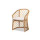 bali & pari Orchard Modern Bohemian White Fabric Upholstered and Natural Brown Rattan Dining Chair WHI-Orchard-Rattan-DC