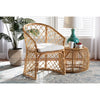 bali & pari Orchard Modern Bohemian White Fabric Upholstered and Natural Brown Rattan Dining Chair WHI-Orchard-Rattan-DC