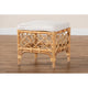 bali & pari Orchard Modern Bohemian White Fabric Upholstered and Natural Brown Rattan Ottoman WHI-Orchard-Rattan-Otto
