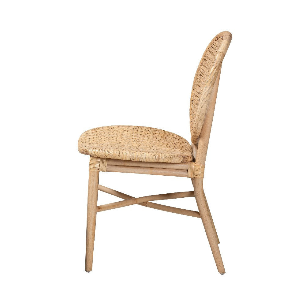 bali & pari Osaka Modern Bohemian Natural Brown Rattan Dining Chair WHI-Osaka-Natural-DC