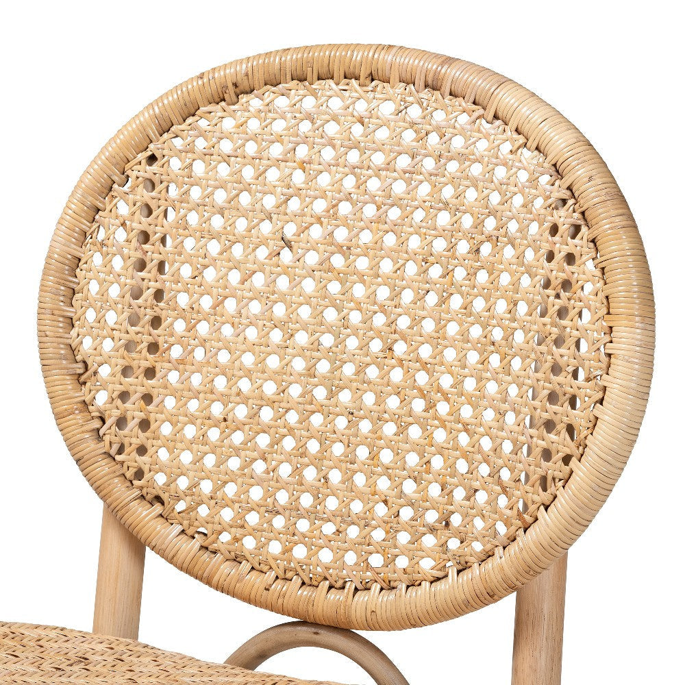 bali & pari Osaka Modern Bohemian Natural Brown Rattan Dining Chair WHI-Osaka-Natural-DC