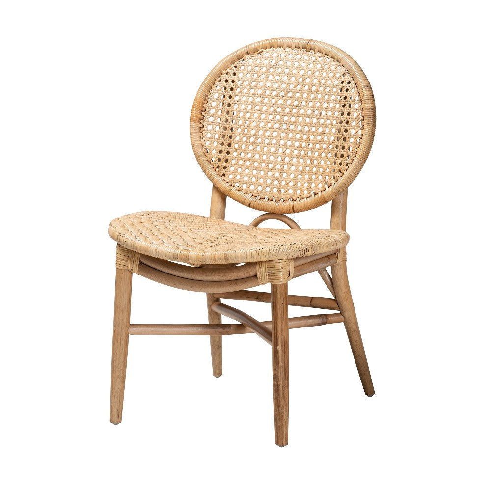 bali & pari Osaka Modern Bohemian Natural Brown Rattan Dining Chair WHI-Osaka-Natural-DC