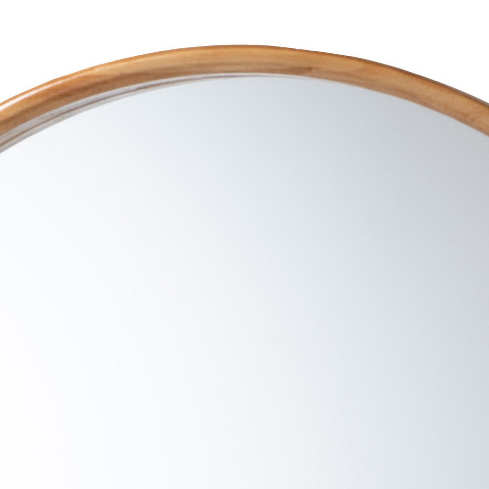 Baxton Studio Tazara Japandi Natural Round Accent Wall Mirror WHI-PF2-Wooden-Mirror
