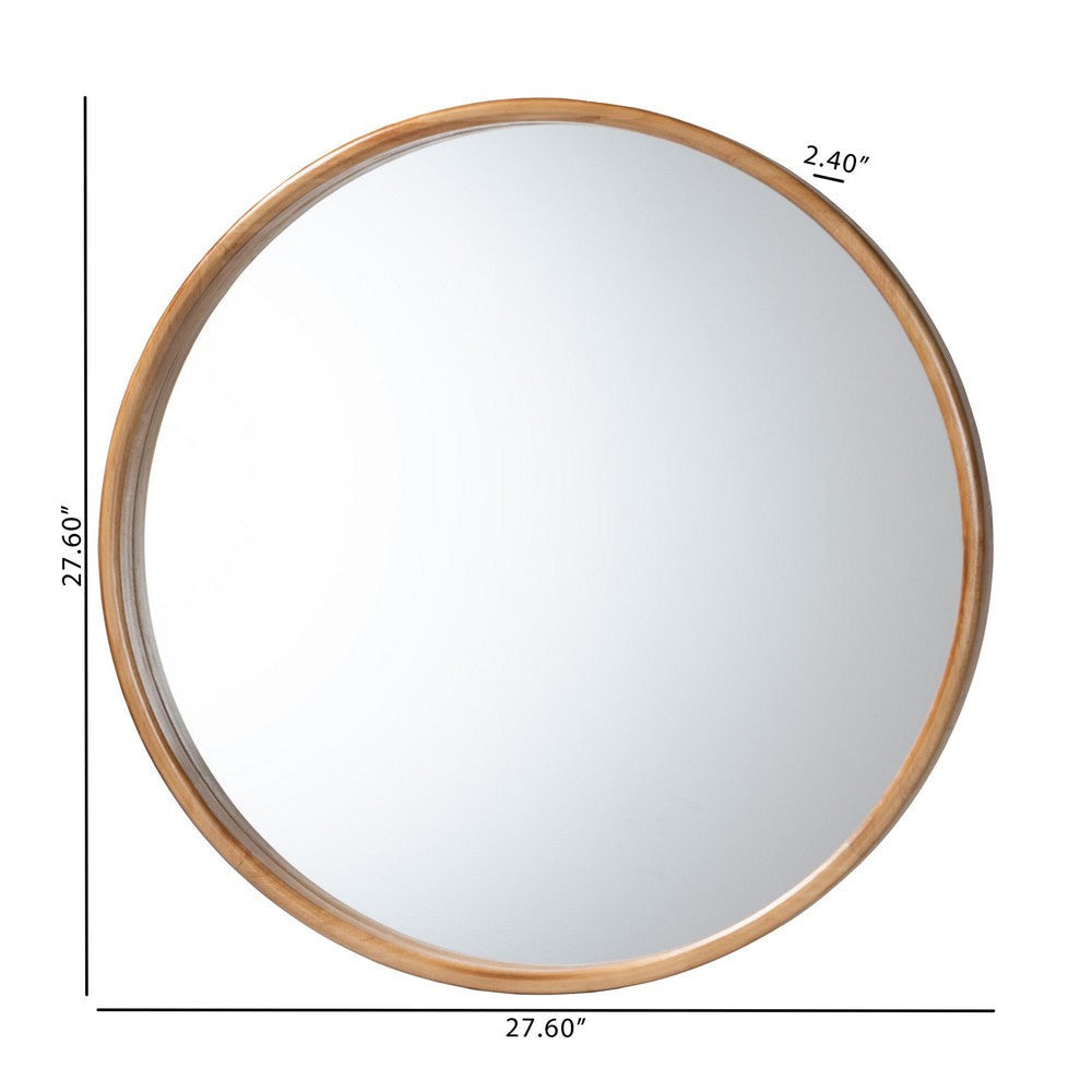 Baxton Studio Tazara Japandi Natural Round Accent Wall Mirror WHI-PF2-Wooden-Mirror