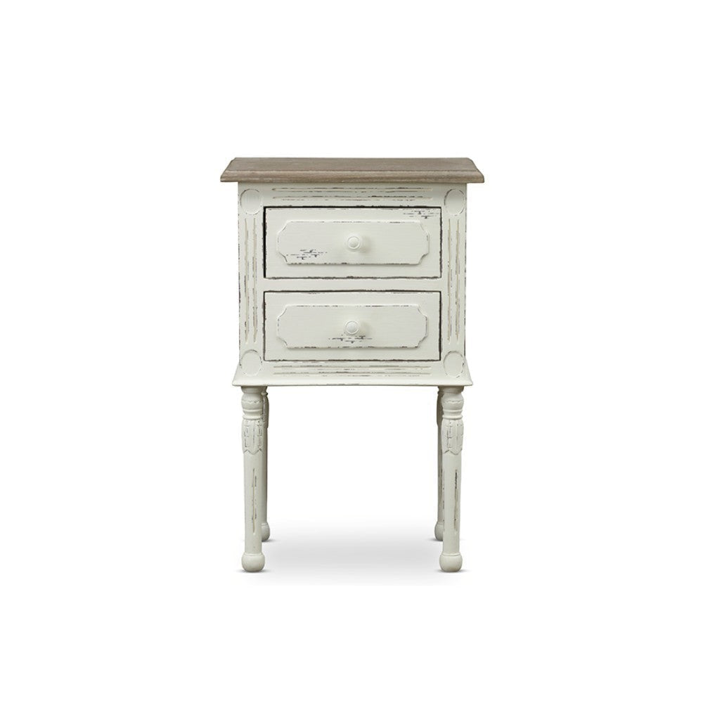 Baxton Studio Anjou Traditional French Accent Nightstand WHI-PLM4VM-M-B-CA