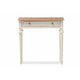 Baxton Studio Marquetterie French Provincial Style Weathered Oak and White Wash Distressed Finish Wood Two-Tone Console Table