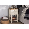 Baxton Studio Marquetterie French Provincial Style Weathered Oak and White Wash Distressed Finish Wood Two-Tone 2-Drawer and 1-Shelf Nightstand