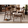 Baxton Studio Parlin Mid-Century Modern Transitional Light Beige Fabric Upholstered and Walnut Brown Finished Wood 4-Piece Dining Chair Set