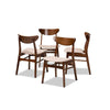 Baxton Studio Parlin Mid-Century Modern Transitional Light Beige Fabric Upholstered and Walnut Brown Finished Wood 4-Piece Dining Chair Set