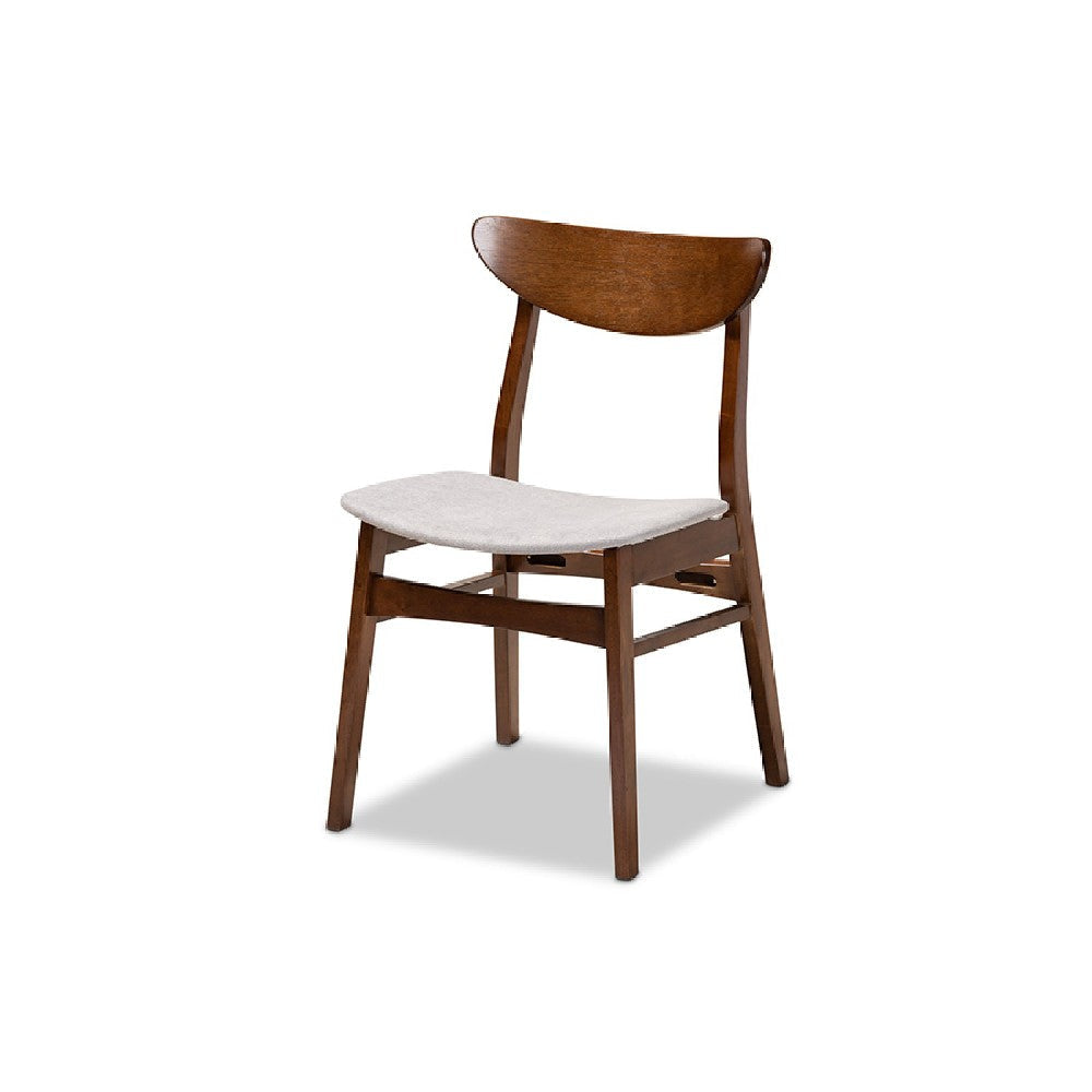 Baxton Studio Parlin Mid-Century Modern Transitional Light Grey Fabric Upholstered and Walnut Brown Finished Wood 4-Piece Dining Chair Set