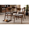 Baxton Studio Parlin Mid-Century Modern Transitional Light Grey Fabric Upholstered and Walnut Brown Finished Wood 4-Piece Dining Chair Set