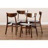 Baxton Studio Parlin Mid-Century Modern Transitional Light Grey Fabric Upholstered and Walnut Brown Finished Wood 4-Piece Dining Chair Set