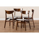Baxton Studio Parlin Mid-Century Modern Transitional Light Grey Fabric Upholstered and Walnut Brown Finished Wood 4-Piece Dining Chair Set