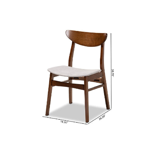 Baxton Studio Parlin Mid-Century Modern Transitional Light Grey Fabric Upholstered and Walnut Brown Finished Wood 4-Piece Dining Chair Set