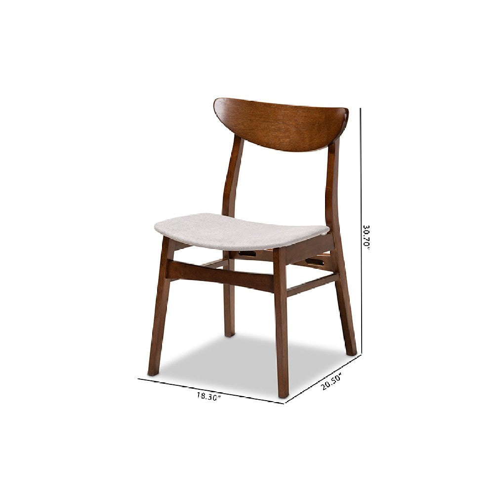 Baxton Studio Parlin Mid-Century Modern Transitional Light Grey Fabric Upholstered and Walnut Brown Finished Wood 4-Piece Dining Chair Set