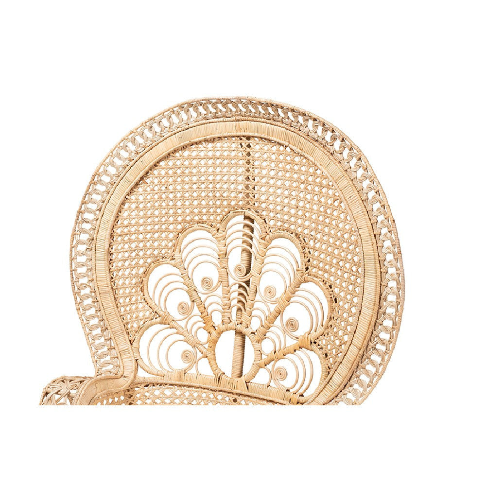 bali & pari Ediva Modern Bohemian Natural Brown Rattan Peacock Accent Chair WHI-Peacock-001-Rattan-AC