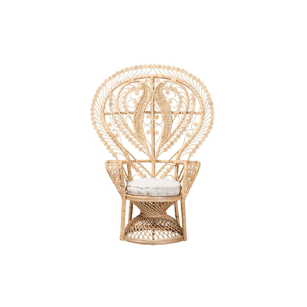 bali & pari Fedra Modern Bohemian Natural Brown Rattan Peacock Accent Chair WHI-Peacock-006-Rattan-AC