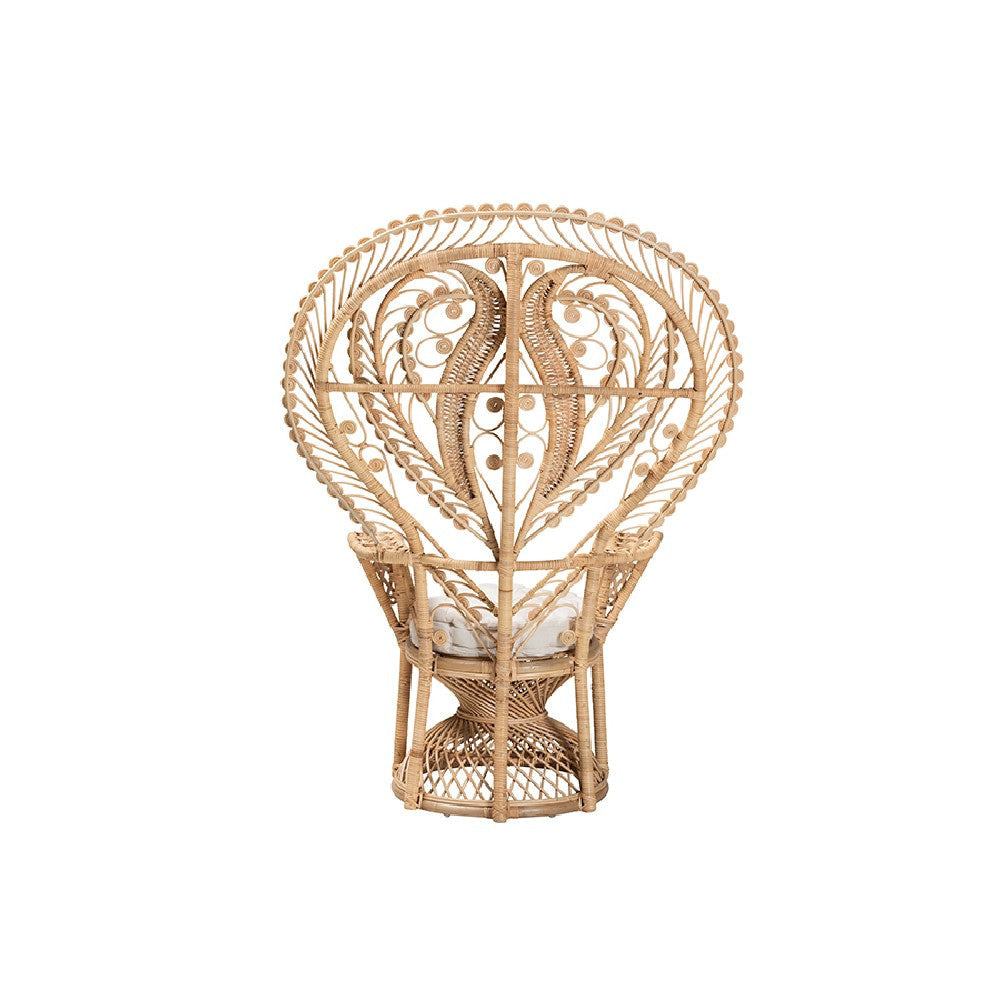 bali & pari Fedra Modern Bohemian Natural Brown Rattan Peacock Accent Chair WHI-Peacock-006-Rattan-AC