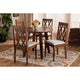 Baxton Studio Pia Modern and Contemporary Grey Fabric Upholstered and Walnut Brown Finished Wood 5-Piece Dining Set