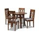 Baxton Studio Pia Modern and Contemporary Grey Fabric Upholstered and Walnut Brown Finished Wood 5-Piece Dining Set