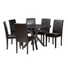 Baxton Studio Asli Modern Espresso Brown Faux Leather and Wood 7-Piece Dining Set WHI-Pinar-Dark-Brown-7PC-Dining-Set