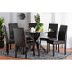 Baxton Studio Asli Modern Espresso Brown Faux Leather and Wood 7-Piece Dining Set WHI-Pinar-Dark-Brown-7PC-Dining-Set