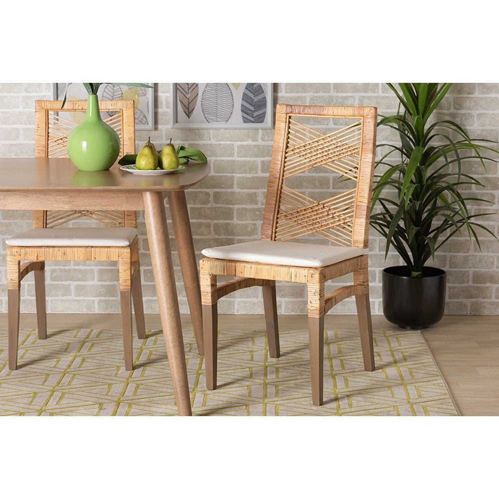 bali & pari Poltak Modern Bohemian Natural Brown Rattan Dining Chair WHI-Poltak-Rattan-DC