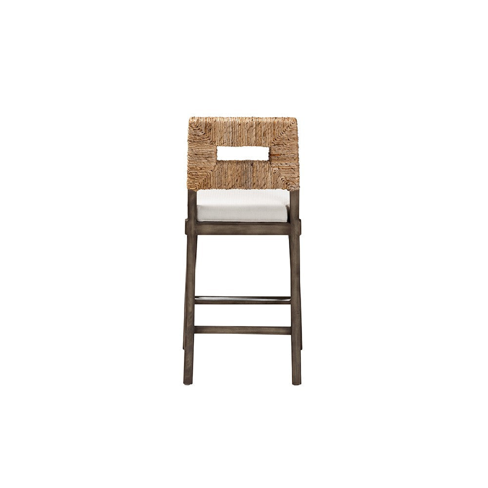 bali & pari Porsha Modern Bohemian Dark Brown Finished Mahogany Wood and Natural Rattan Counter Stool WHI-Porsha-Mahogany-CS