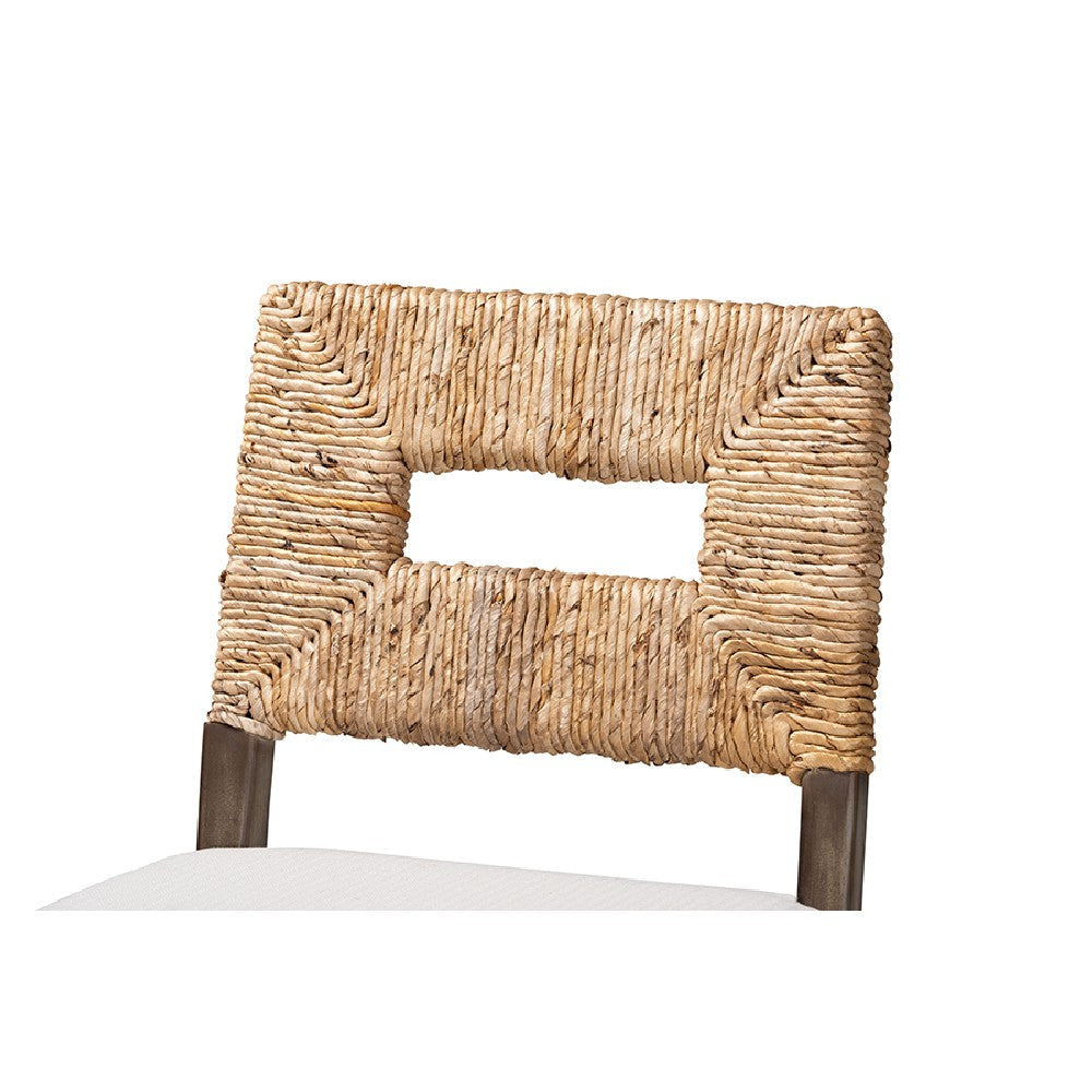 bali & pari Porsha Modern Bohemian Dark Brown Finished Mahogany Wood and Natural Rattan Counter Stool WHI-Porsha-Mahogany-CS