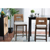 bali & pari Porsha Modern Bohemian Dark Brown Finished Mahogany Wood and Natural Rattan Counter Stool WHI-Porsha-Mahogany-CS