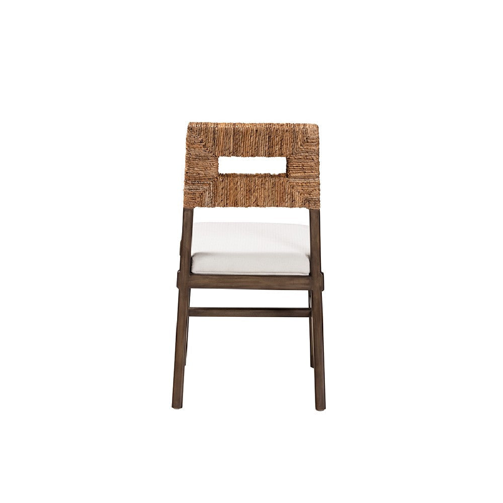 bali & pari Porsha Modern Bohemian Dark Brown Finished Mahogany Wood and Natural Rattan Dining Chair WHI-Porsha-Mahogany-DC