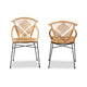 bali & pari Pro Modern Bohemian Natural Brown Rattan and Black Metal 2-Piece Dining Chair Set WHI-Pro-Rattan-Black-DC
