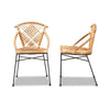 bali & pari Pro Modern Bohemian Natural Brown Rattan and Black Metal 2-Piece Dining Chair Set WHI-Pro-Rattan-Black-DC