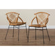 bali & pari Pro Modern Bohemian Natural Brown Rattan and Black Metal 2-Piece Dining Chair Set