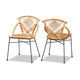 bali & pari Pro Modern Bohemian Natural Brown Rattan and Black Metal 2-Piece Dining Chair Set WHI-Pro-Rattan-Black-DC