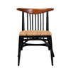 bali & pari Parthenia Mid-Century Modern Two-Tone Black and Walnut Brown Finished Mahogany Wood and Natural Rattan Dining Chair