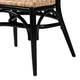 bali & pari Parthenia Mid-Century Modern Two-Tone Black and Walnut Brown Finished Mahogany Wood and Natural Rattan Dining Chair