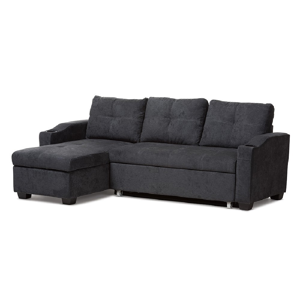 Baxton Studio Lianna Modern and Contemporary Dark Grey Fabric Upholstered Sectional Sofa WHI-R8068-Dark-Grey-Rev-SF