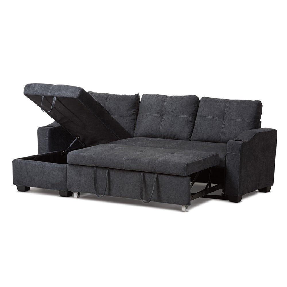 Baxton Studio Lianna Modern and Contemporary Dark Grey Fabric Upholstered Sectional Sofa WHI-R8068-Dark-Grey-Rev-SF