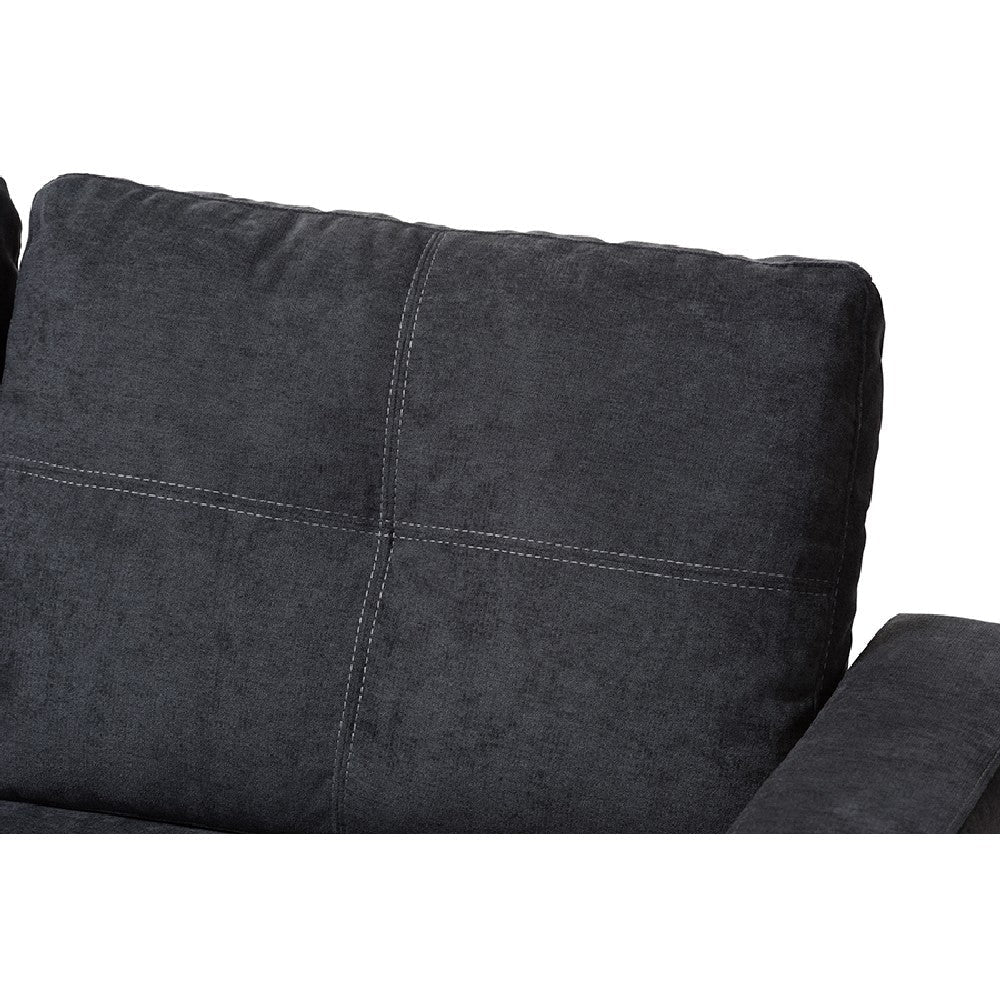 Baxton Studio Lianna Modern and Contemporary Dark Grey Fabric Upholstered Sectional Sofa WHI-R8068-Dark-Grey-Rev-SF