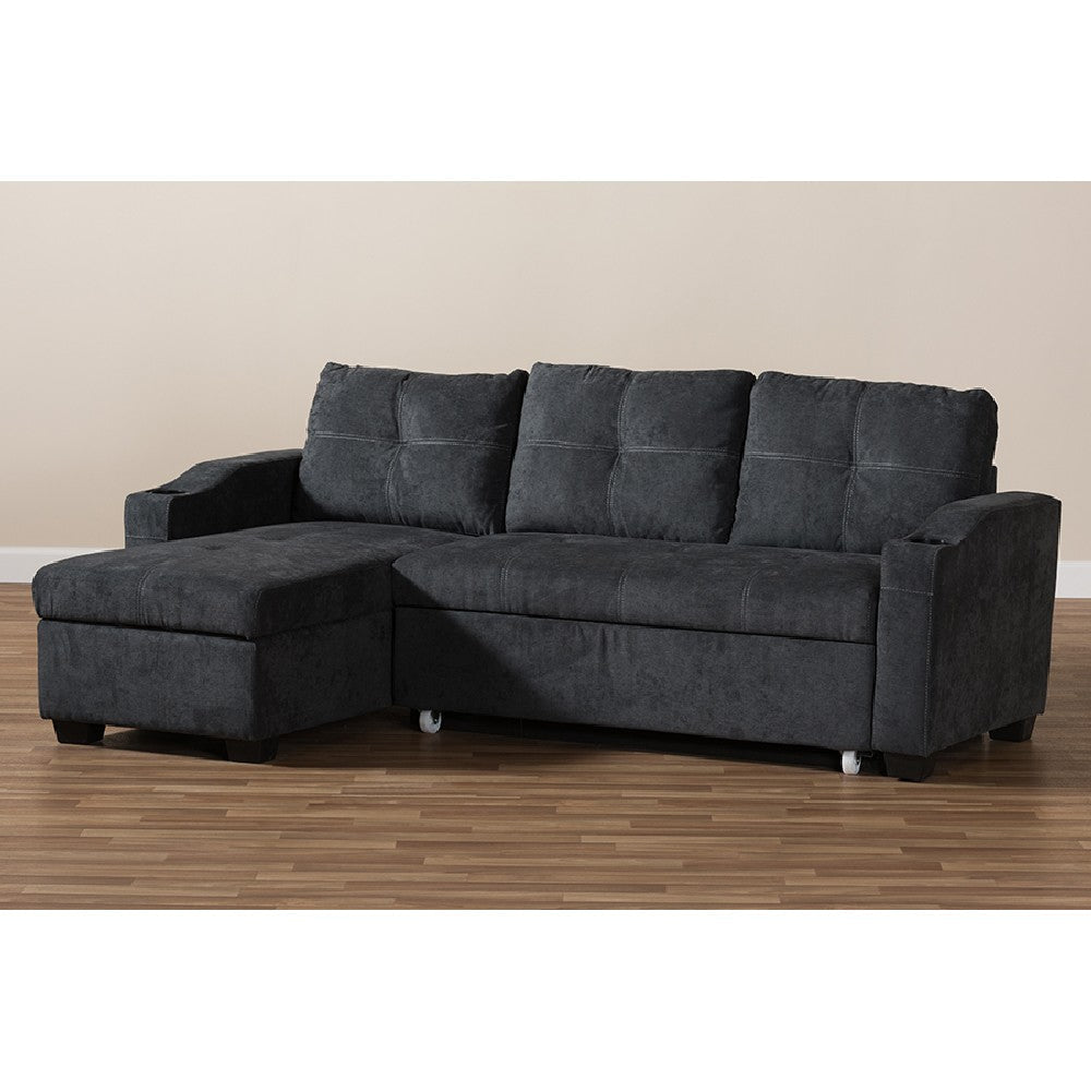 Baxton Studio Lianna Modern and Contemporary Dark Grey Fabric Upholstered Sectional Sofa