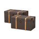 Baxton Studio Stephen Modern and Contemporary Transitional Dark Brown Fabric Upholstered and Oak Brown Finished 2-Piece Storage Trunk Set