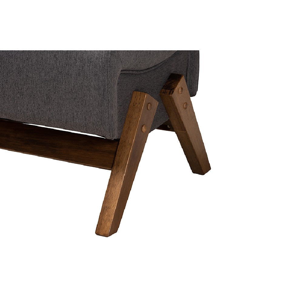Baxton Studio Hanson Mid-Century Modern Dark Grey Fabric and Walnut Brown Finished Wood Ottoman WHI-RAC527-Dark-Grey-Otto