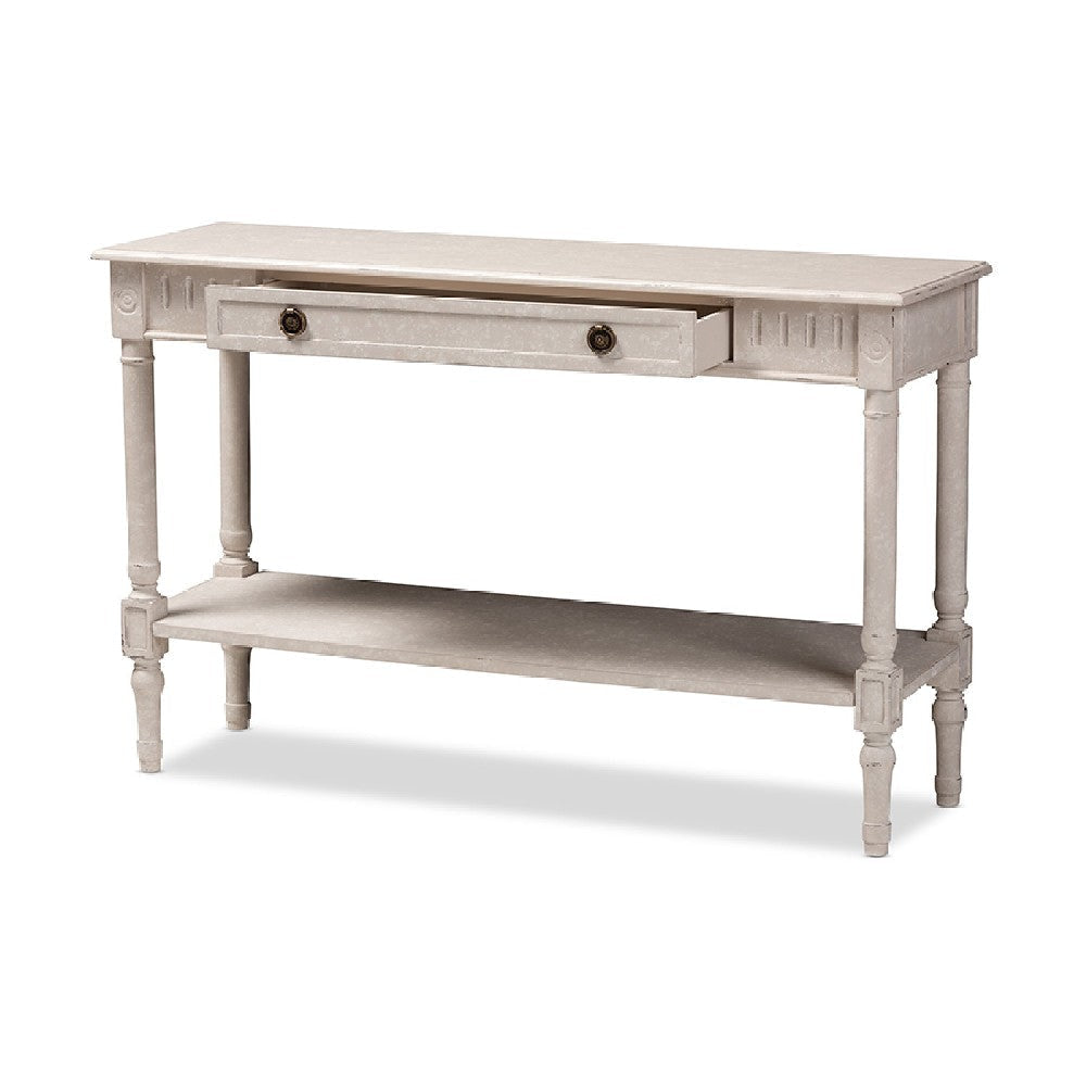 Baxton Studio Ariella Country Cottage Farmhouse Whitewashed 1-Drawer Console Table WHI-RAM13-Whitewashed-ST