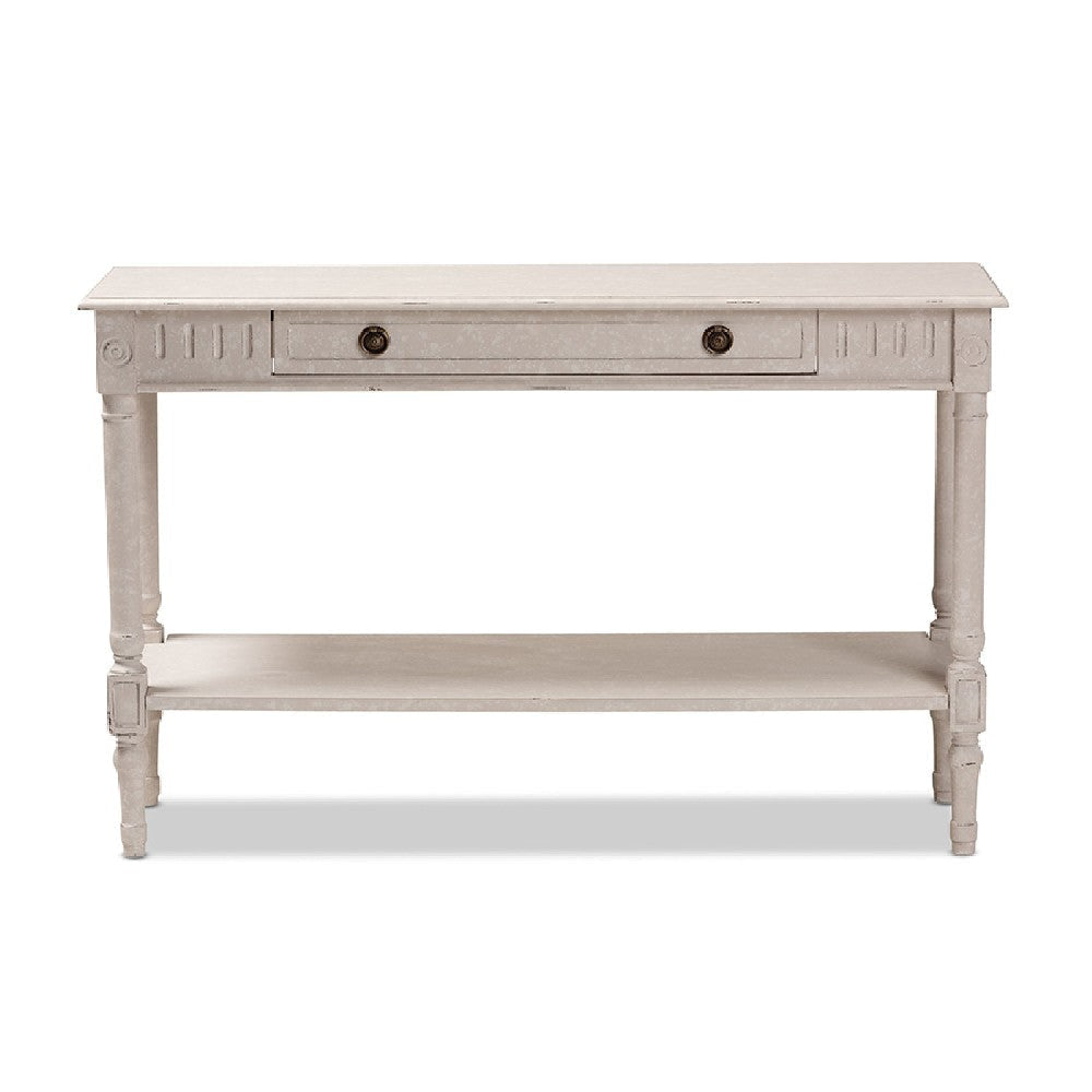 Baxton Studio Ariella Country Cottage Farmhouse Whitewashed 1-Drawer Console Table WHI-RAM13-Whitewashed-ST