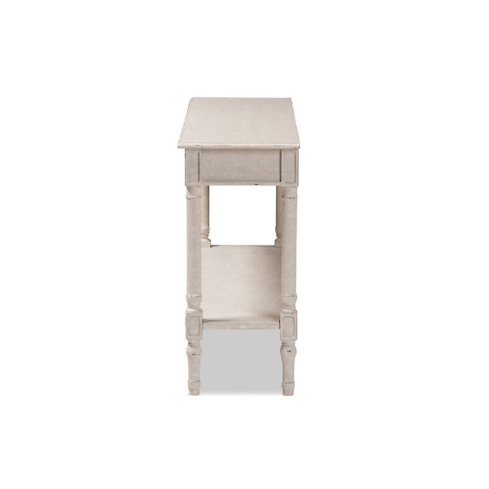 Baxton Studio Ariella Country Cottage Farmhouse Whitewashed 1-Drawer Console Table WHI-RAM13-Whitewashed-ST