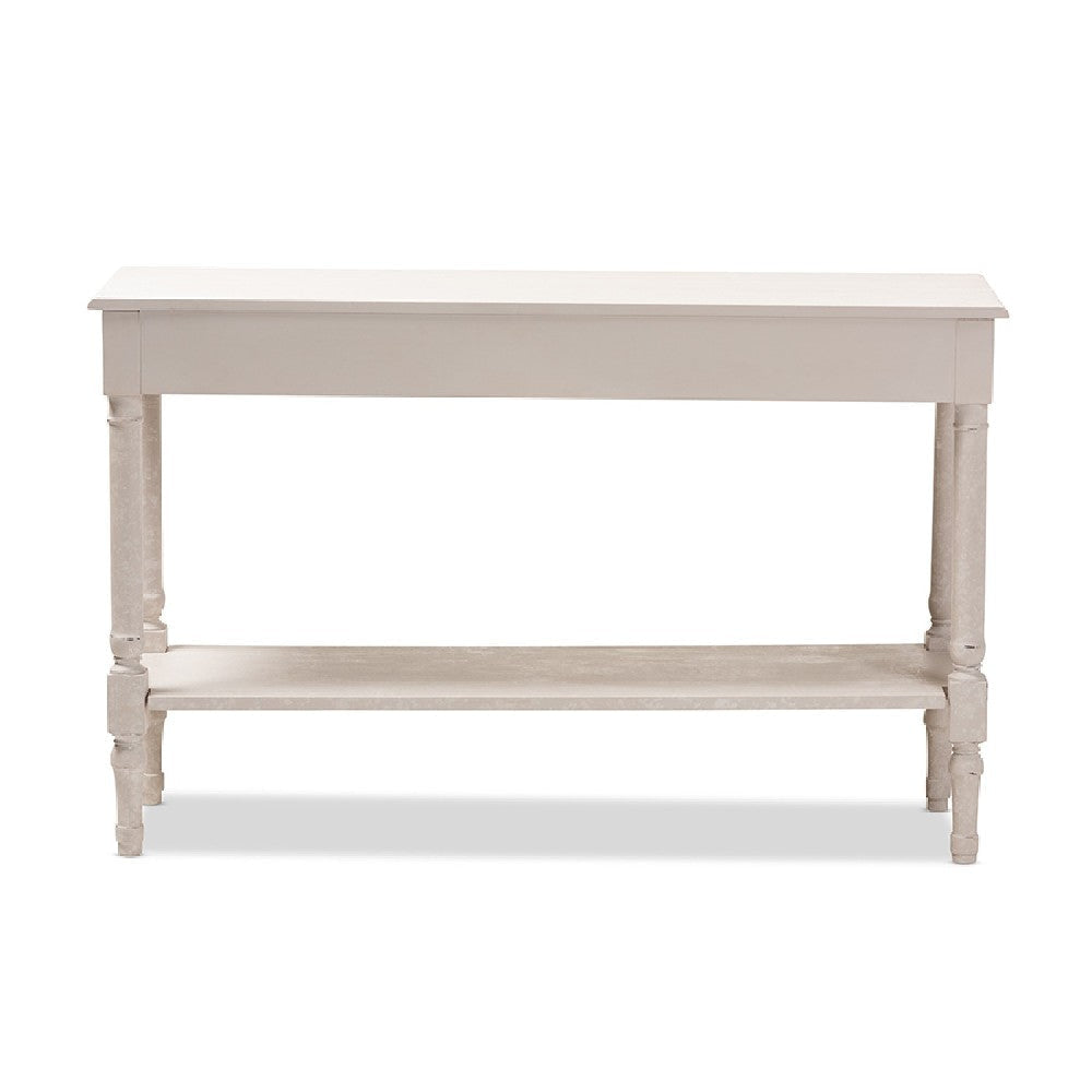 Baxton Studio Ariella Country Cottage Farmhouse Whitewashed 1-Drawer Console Table WHI-RAM13-Whitewashed-ST